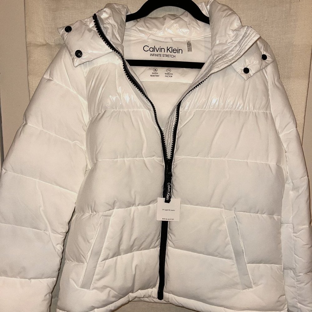 Calvin Klein Infinite Stretch Water Resistant Warmth Medium Puff Coat Jacket
